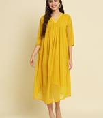 yellow chiffon festive wear long kurti