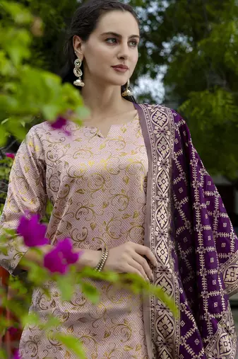 light-pink cotton silk festive kurta set