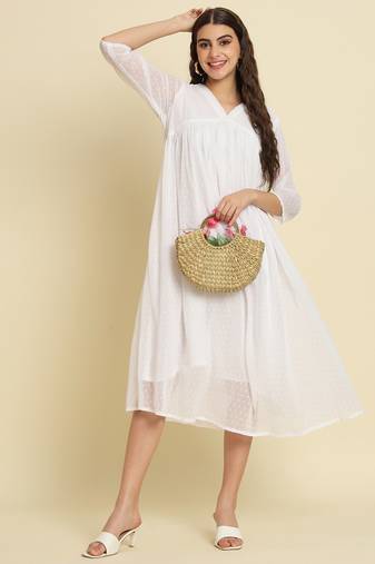white chiffon festive wear long kurti