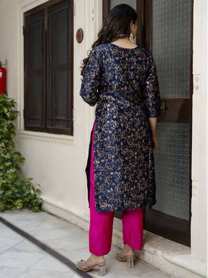 navy-blue cotton silk festive kurta set 3