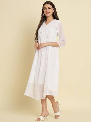 white chiffon festive wear long kurti 3