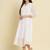 white chiffon festive wear long kurti