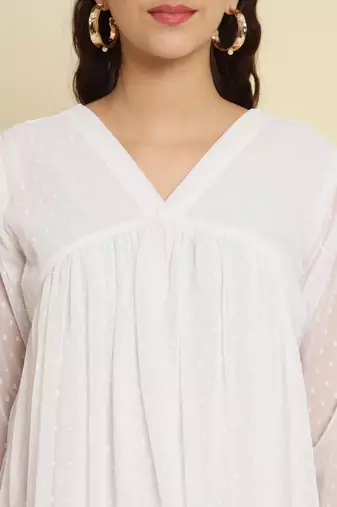 white chiffon festive wear long kurti