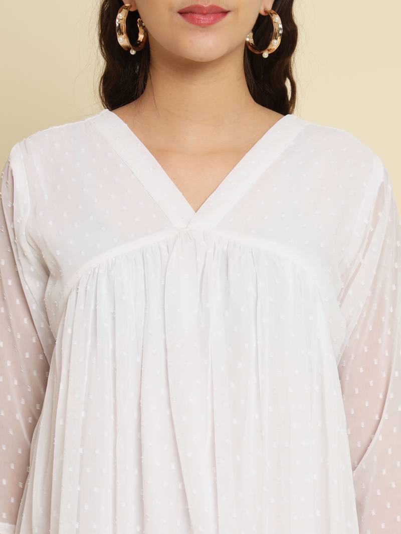 white chiffon festive wear long kurti
