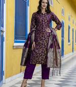 dark-purple cotton silk festive kurta set