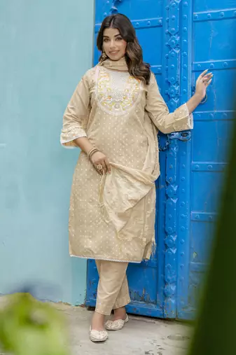 chiku chanderi silk festive kurta set