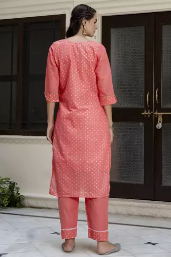 orange chanderi silk festive kurta set