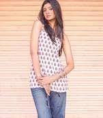 Blush Floral Block-Print Fusion kurti
