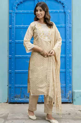 chiku chanderi silk festive kurta set