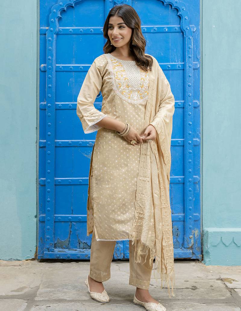 chiku chanderi silk festive kurta set