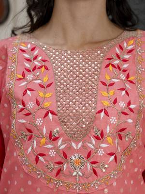 orange chanderi silk festive kurta set 4