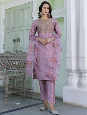 baby-pink silk blend festive kurta set 1