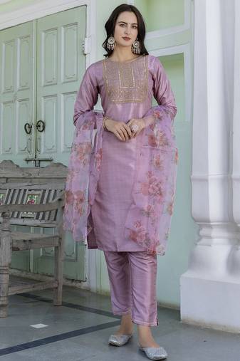 baby-pink silk blend festive kurta set