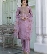baby-pink silk blend festive kurta set