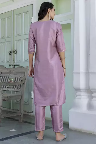 baby-pink silk blend festive kurta set