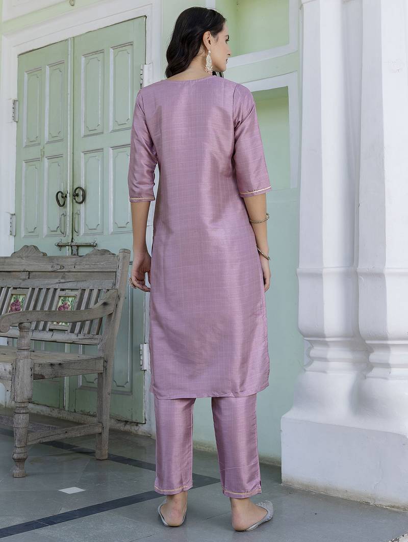 baby-pink silk blend festive kurta set