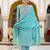 blue chanderi silk festive kurta set