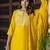 yellow chinon festive kurta set