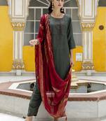 mehendi silk blend festive kurta set
