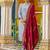 sky-blue silk blend festive kurta set