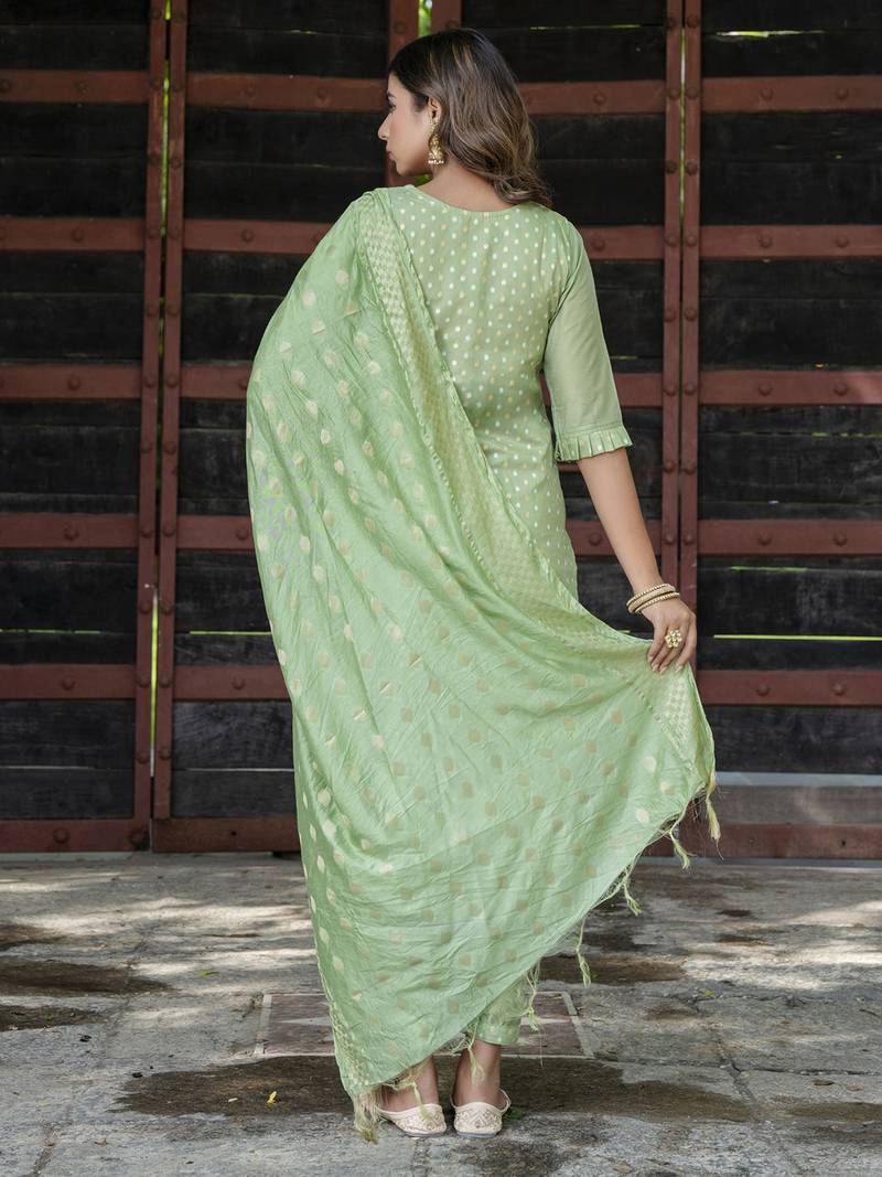 pear chanderi silk festive kurta set