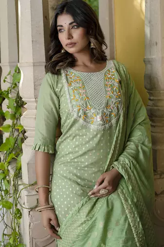 pear chanderi silk festive kurta set