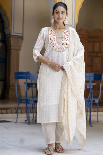 off-white chanderi silk festive kurta set