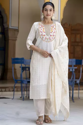 off-white chanderi silk festive kurta set