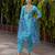 turquoise silk blend festive kurta set