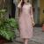 peach chanderi silk festive kurta set
