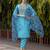 turquoise silk blend festive kurta set