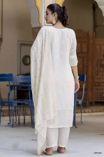 off-white chanderi silk festive kurta set