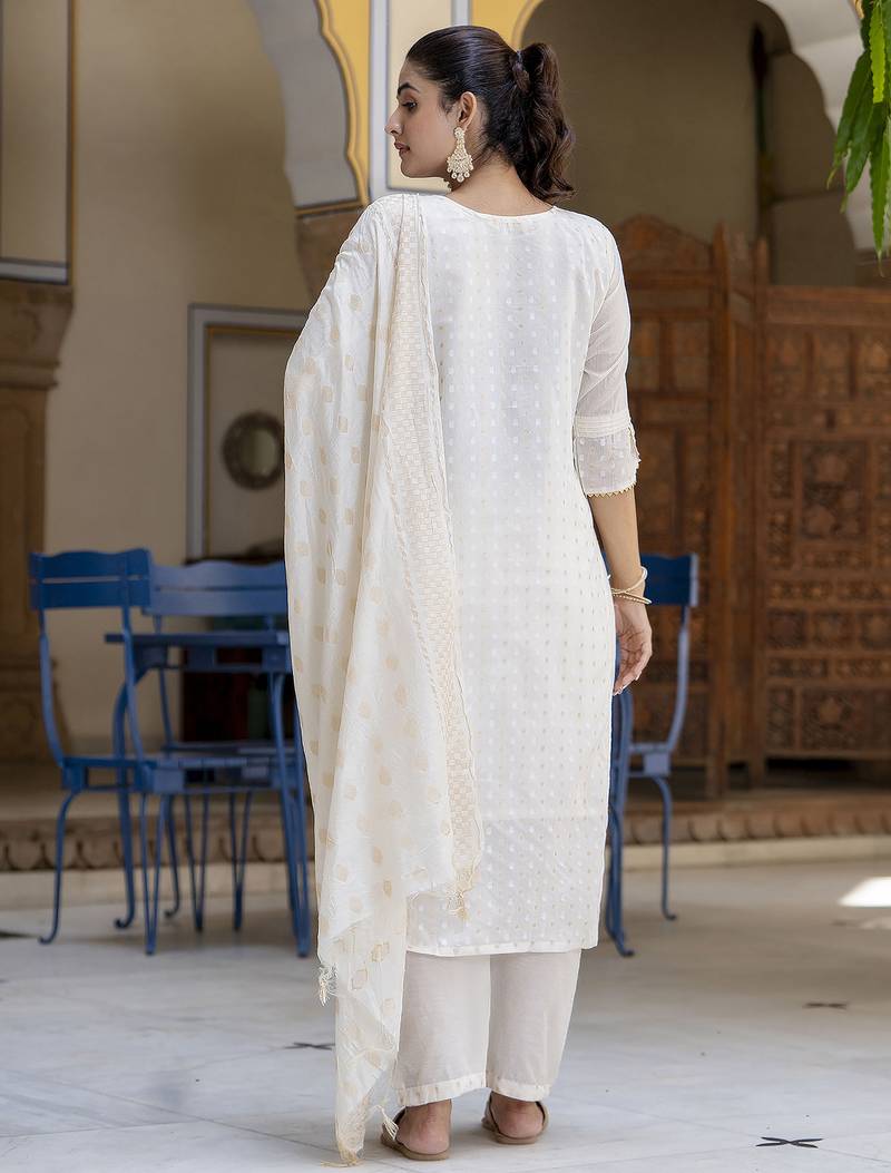 off-white chanderi silk festive kurta set