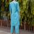 turquoise silk blend festive kurta set