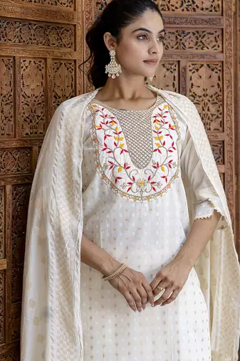 off-white chanderi silk festive kurta set