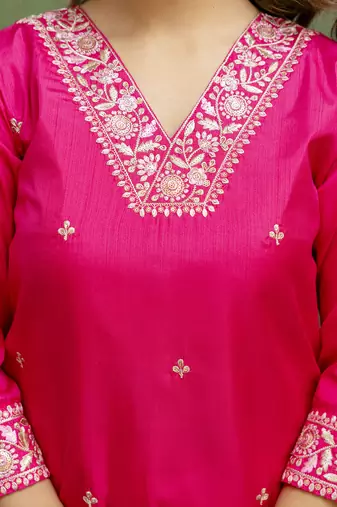 pink silk blend festive kurta set