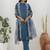 teal shimmer silk festive kurta set