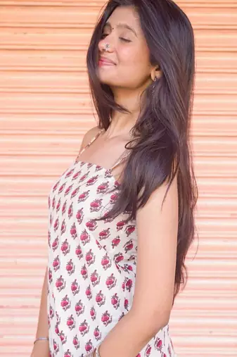Blush Floral Block-Print Fusion kurti