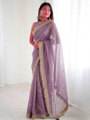 Jimichoo jacquard embellished sequinned wedding wear saree 1