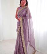 Jimichoo jacquard embellished sequinned wedding wear saree