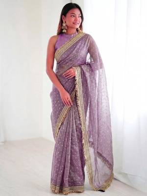 Jimichoo jacquard embellished sequinned wedding wear saree 2