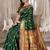 Bottle Green Banarasi Cotton Silk Saree with Maroon Woven Pallu and Traditional Zari Design