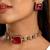 Red stone embellished choker set