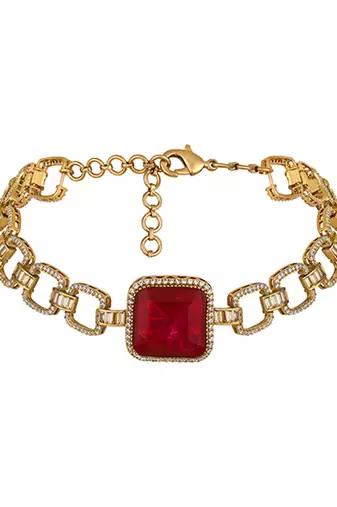Red stone embellished choker set