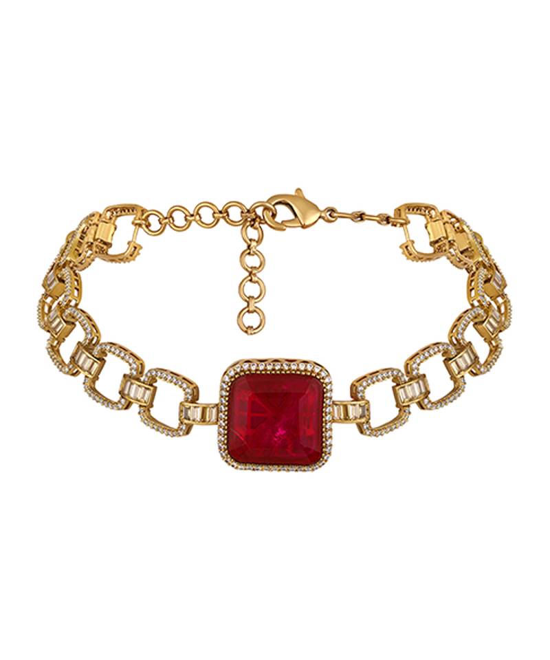 Red stone embellished choker set