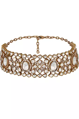 Gold plated kundan polki choker set