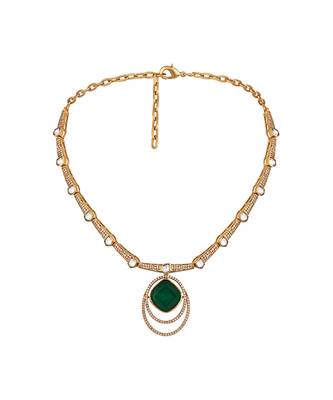 Green stone polki collar necklace set 4
