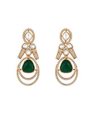 Green stone polki collar necklace set 5