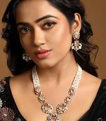 Blush pink stones kundan polki necklace set