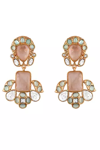 Blush pink stones kundan polki necklace set